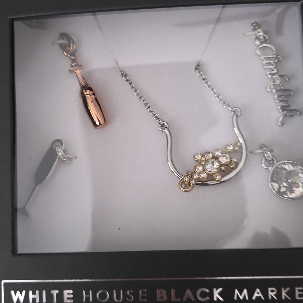 White House Black Market Party and Rose' Two-Tone Cocktail Charm Necklace Set